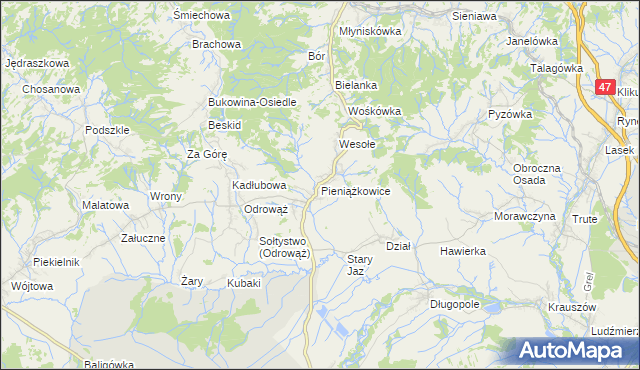 mapa Pieniążkowice, Pieniążkowice na mapie Targeo