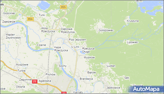 mapa Rzeczyca Długa, Rzeczyca Długa na mapie Targeo