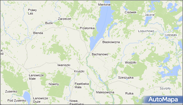 mapa Bachanowo, Bachanowo na mapie Targeo