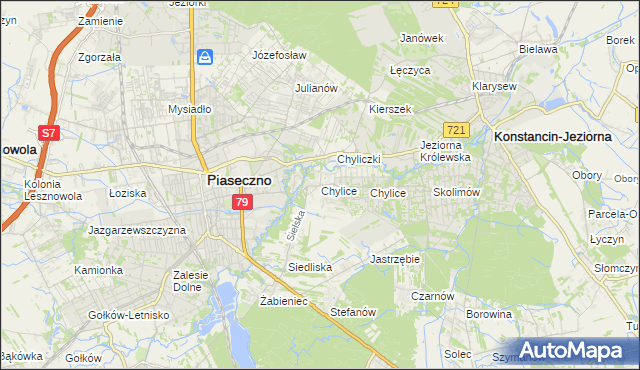 mapa Chylice gmina Piaseczno, Chylice gmina Piaseczno na mapie Targeo