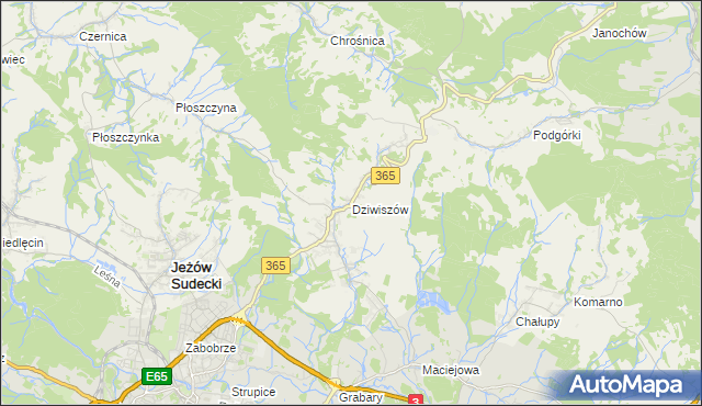 mapa Dziwiszów, Dziwiszów na mapie Targeo