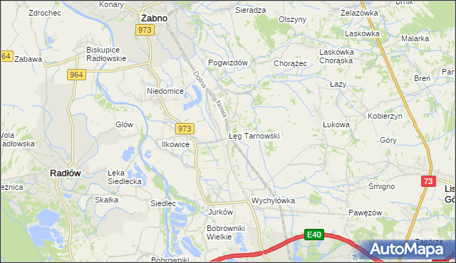 mapa Łęg Tarnowski, Łęg Tarnowski na mapie Targeo