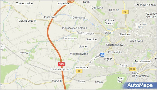 mapa Lipniak gmina Konopnica, Lipniak gmina Konopnica na mapie Targeo