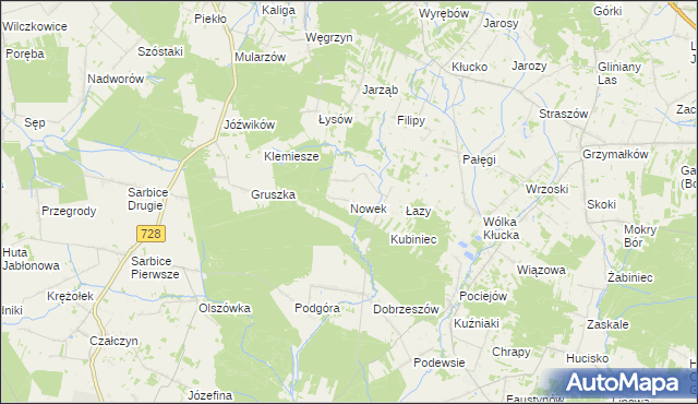 mapa Nowek, Nowek na mapie Targeo