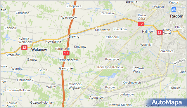 mapa Podkończyce, Podkończyce na mapie Targeo