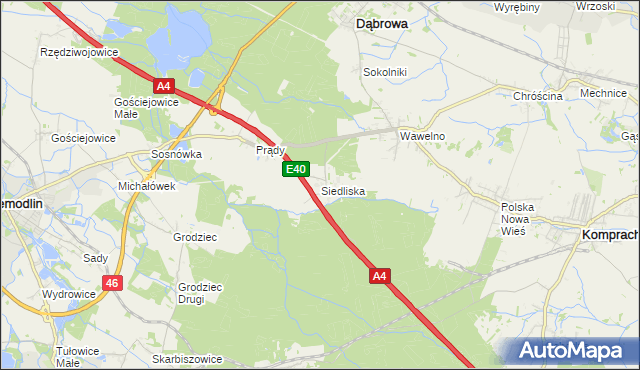 mapa Siedliska gmina Dąbrowa, Siedliska gmina Dąbrowa na mapie Targeo