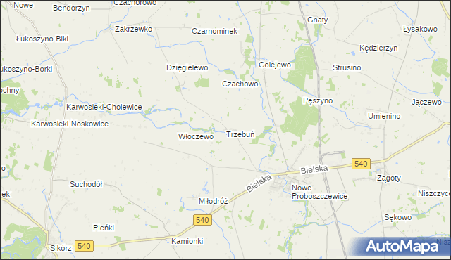 mapa Trzebuń gmina Stara Biała, Trzebuń gmina Stara Biała na mapie Targeo