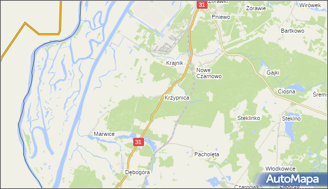 mapa Krzypnica, Krzypnica na mapie Targeo