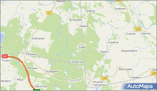 mapa Książ gmina Golczewo, Książ gmina Golczewo na mapie Targeo