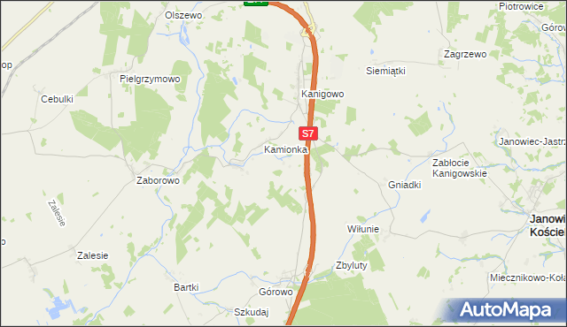 mapa Pawliki gmina Nidzica, Pawliki gmina Nidzica na mapie Targeo