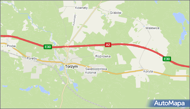 mapa Rożnówka, Rożnówka na mapie Targeo