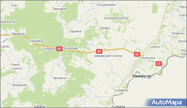 mapa Sławatycze-Kolonia, Sławatycze-Kolonia na mapie Targeo