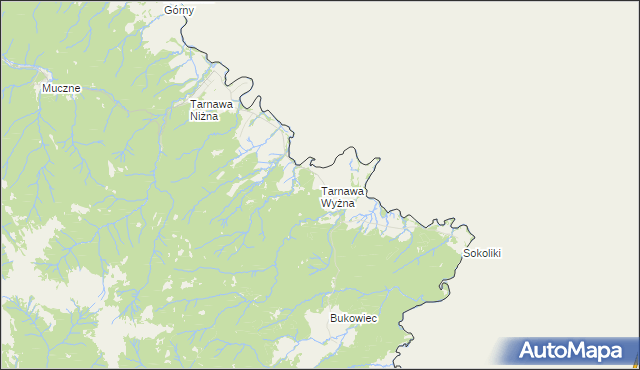 mapa Tarnawa Wyżna, Tarnawa Wyżna na mapie Targeo