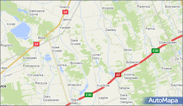 mapa Uchań Dolny, Uchań Dolny na mapie Targeo