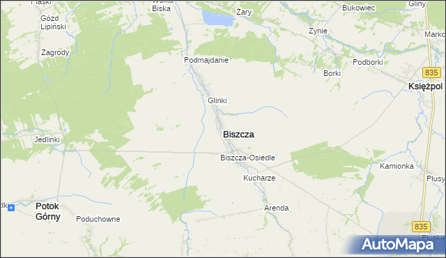 mapa Biszcza, Biszcza na mapie Targeo