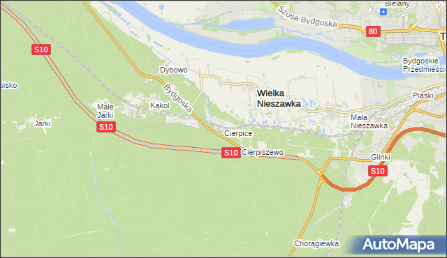 mapa Cierpice gmina Wielka Nieszawka, Cierpice gmina Wielka Nieszawka na mapie Targeo