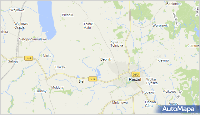 mapa Dębnik gmina Reszel, Dębnik gmina Reszel na mapie Targeo