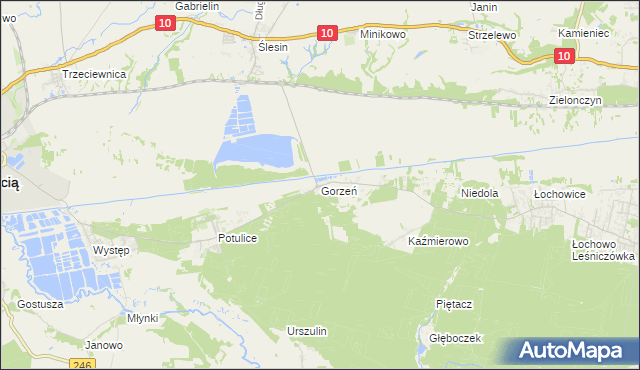 mapa Gorzeń gmina Nakło nad Notecią, Gorzeń gmina Nakło nad Notecią na mapie Targeo