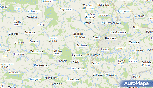 mapa Jankowa gmina Bobowa, Jankowa gmina Bobowa na mapie Targeo