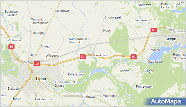 mapa Karnkowo gmina Lipno, Karnkowo gmina Lipno na mapie Targeo
