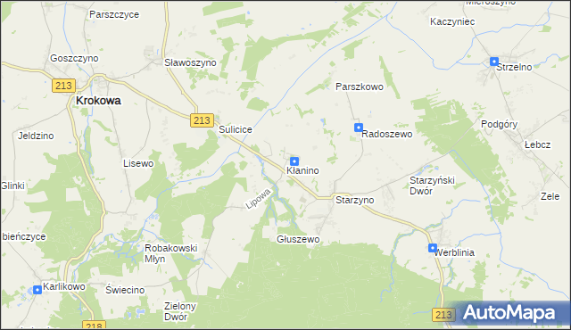 mapa Kłanino gmina Krokowa, Kłanino gmina Krokowa na mapie Targeo