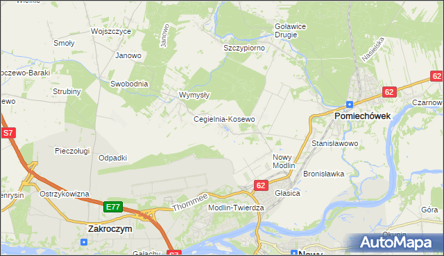 mapa Kosewo gmina Pomiechówek, Kosewo gmina Pomiechówek na mapie Targeo