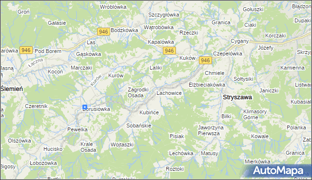 mapa Lachowice, Lachowice na mapie Targeo