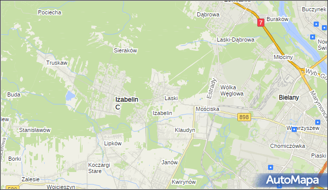 mapa Laski gmina Izabelin, Laski gmina Izabelin na mapie Targeo