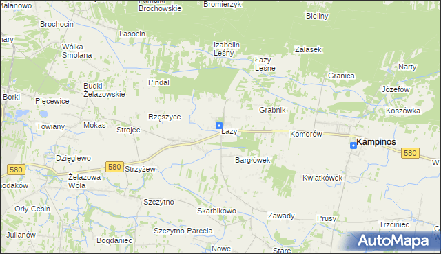 mapa Łazy gmina Kampinos, Łazy gmina Kampinos na mapie Targeo