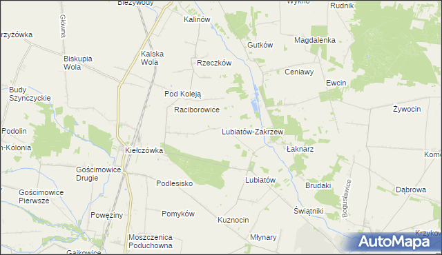 mapa Lubiatów-Zakrzew, Lubiatów-Zakrzew na mapie Targeo