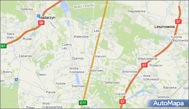 mapa Marysin gmina Lesznowola, Marysin gmina Lesznowola na mapie Targeo