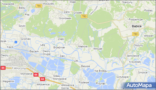 mapa Mętków, Mętków na mapie Targeo