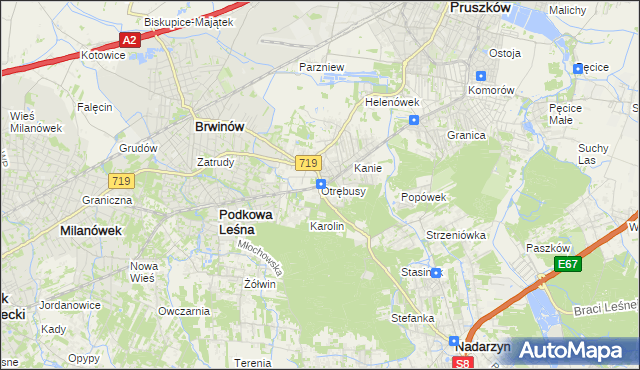 mapa Otrębusy, Otrębusy na mapie Targeo