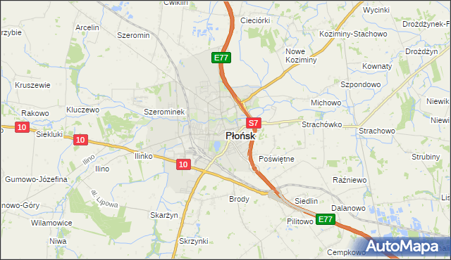 mapa Płońsk, Płońsk na mapie Targeo