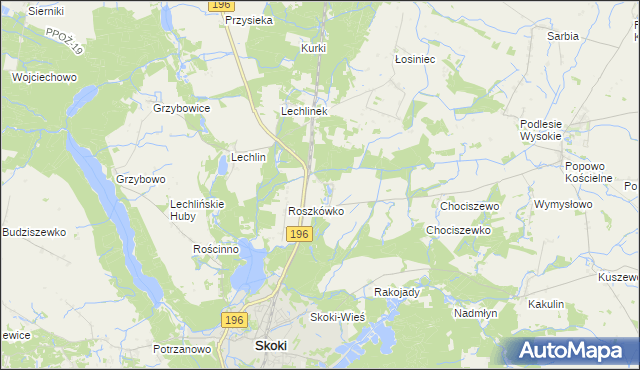 mapa Roszkowo gmina Skoki, Roszkowo gmina Skoki na mapie Targeo