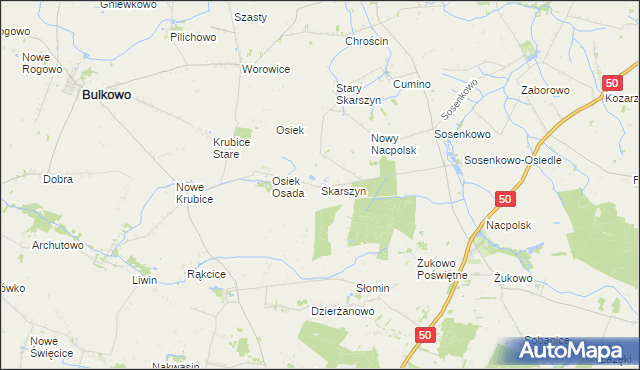 mapa Skarszyn gmina Naruszewo, Skarszyn gmina Naruszewo na mapie Targeo