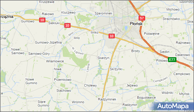 mapa Skarżyn gmina Płońsk, Skarżyn gmina Płońsk na mapie Targeo