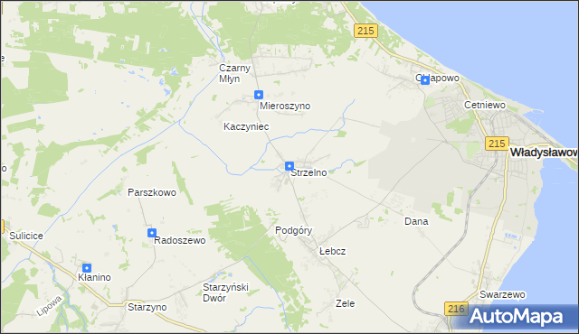 mapa Strzelno gmina Puck, Strzelno gmina Puck na mapie Targeo
