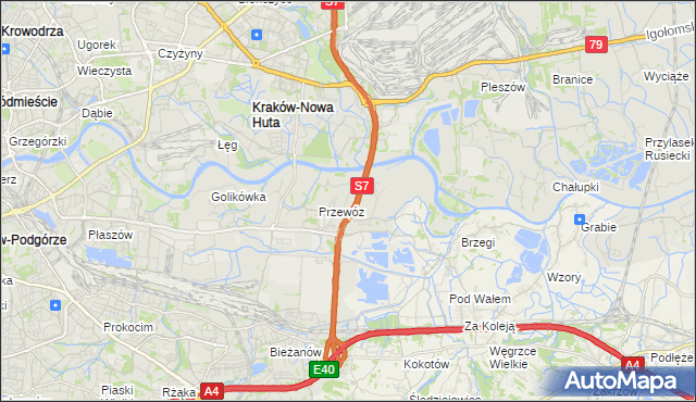 mapa Ulica gmina Kraków, Ulica gmina Kraków na mapie Targeo