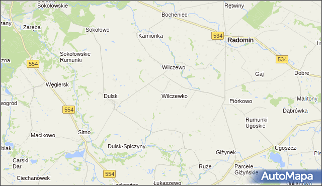 mapa Wilczewko, Wilczewko na mapie Targeo