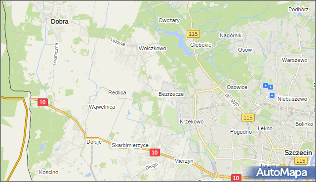 mapa Bezrzecze, Bezrzecze na mapie Targeo