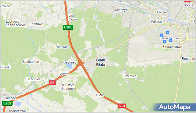 mapa Białe Błota powiat bydgoski, Białe Błota powiat bydgoski na mapie Targeo