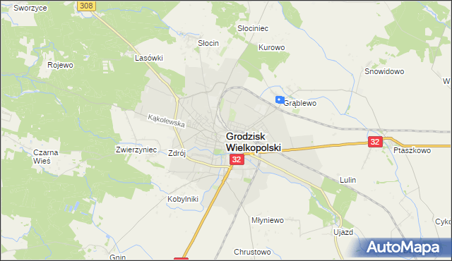 mapa Grodzisk Wielkopolski, Grodzisk Wielkopolski na mapie Targeo