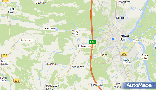 mapa Lubieszów gmina Nowa Sól, Lubieszów gmina Nowa Sól na mapie Targeo