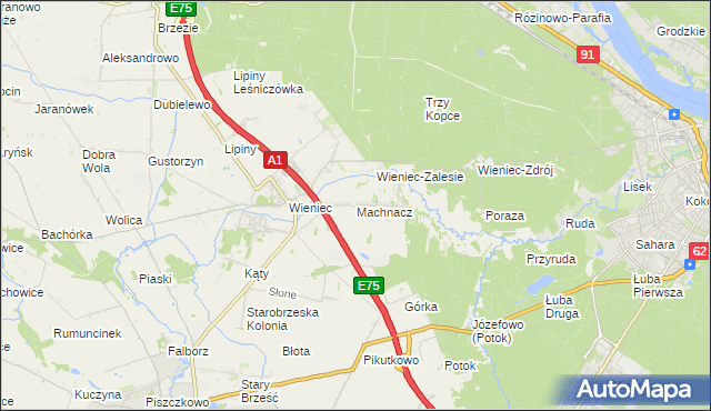 mapa Machnacz gmina Brześć Kujawski, Machnacz gmina Brześć Kujawski na mapie Targeo