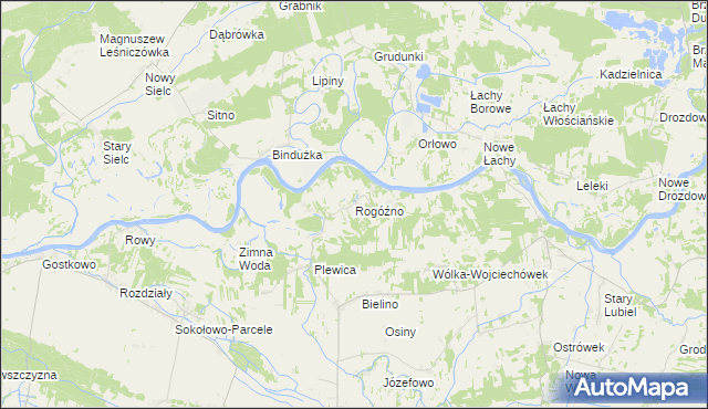 mapa Rogóźno gmina Rząśnik, Rogóźno gmina Rząśnik na mapie Targeo