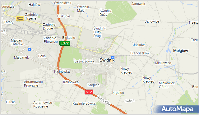 mapa Świdnika, Świdnik na mapie Targeo