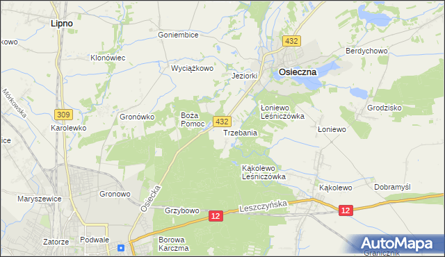 mapa Trzebania, Trzebania na mapie Targeo