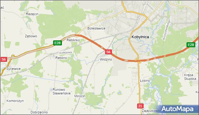 mapa Widzino, Widzino na mapie Targeo