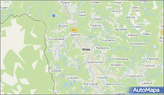 mapa Wisła, Wisła na mapie Targeo